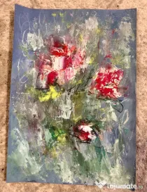 Tablou floral original cu trandafiri romantici