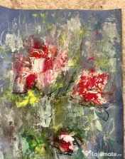 Tablou floral original cu trandafiri romantici