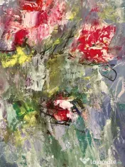 Tablou floral original cu trandafiri romantici