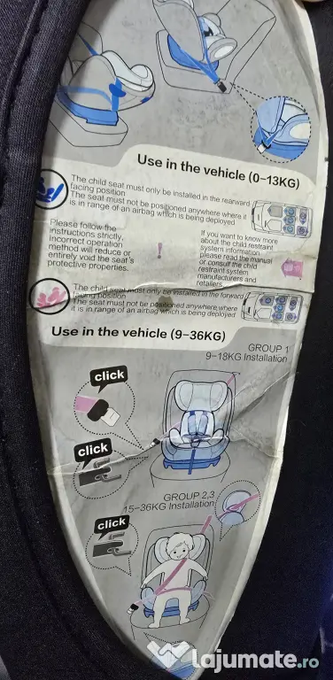 Scaun auto copii Crocodile (0-36 kg) cu ISOFIX și protecții laterale
