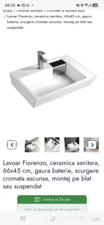 Lavoar Fiorenzo, ceramica sanitara, 67x45 cm