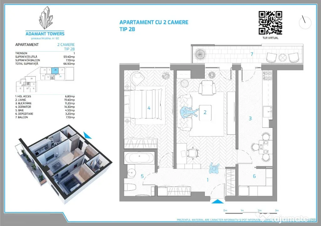 ADAMANT TOWERS | apartament 2 camere + debara - ÎN CURS DE INTABULARE