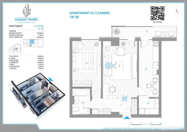 ADAMANT TOWERS | apartament 2 camere + debara - ÎN CURS DE INTABULARE