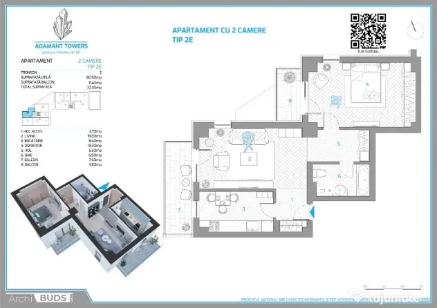 ADAMANT TOWERS | 2 camere 72mp | Bd. Nicolina-Iasi