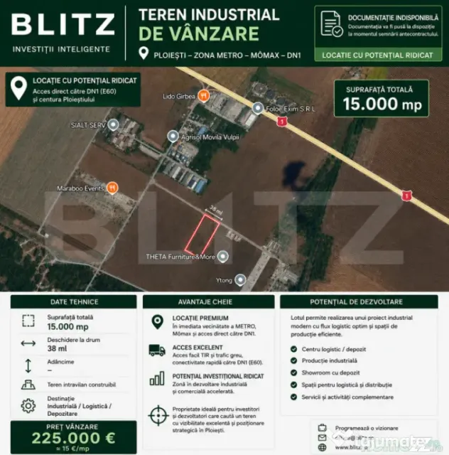 Teren industrial, 15000 mp, Zona Lido Garbea, Ytong. - Paulesti (Prahova)