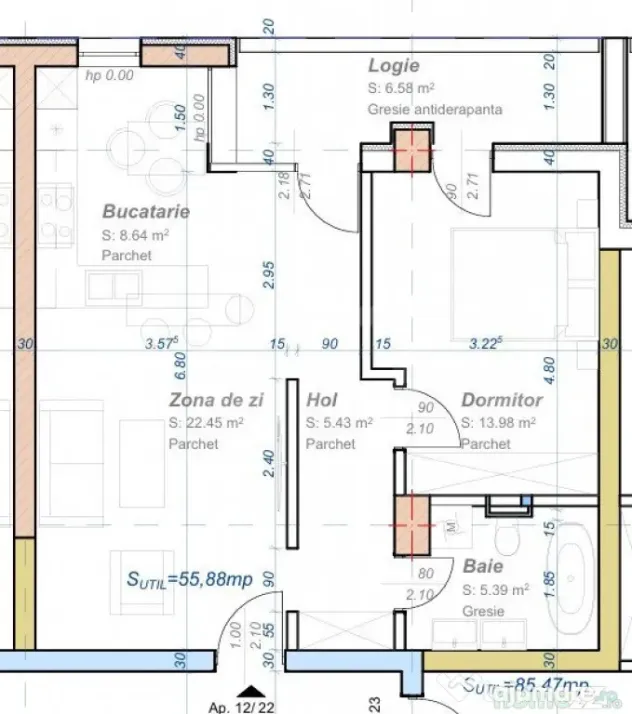 Apartament 2 camere, semidecomandat, 56 mp utili, zona Aradu - Timisoara (Timis)