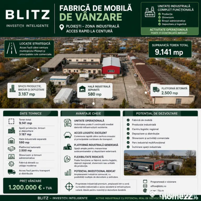 Hale, spațiu producție și depozitare 3187 mp și teren 91 - Ploiesti (Prahova)