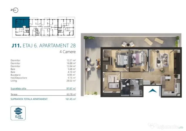 Apartament cu 4 camere, 98 mp, Ansamblu Rezidential, zona RI