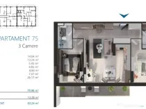 Apartament 3 camere, cu terasa 13 mp, super view, zona Elite