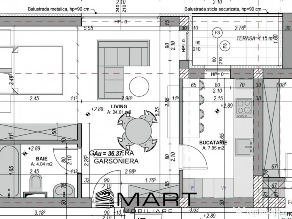 Garsoniera 36 mp etaj 1 cartier Davinci