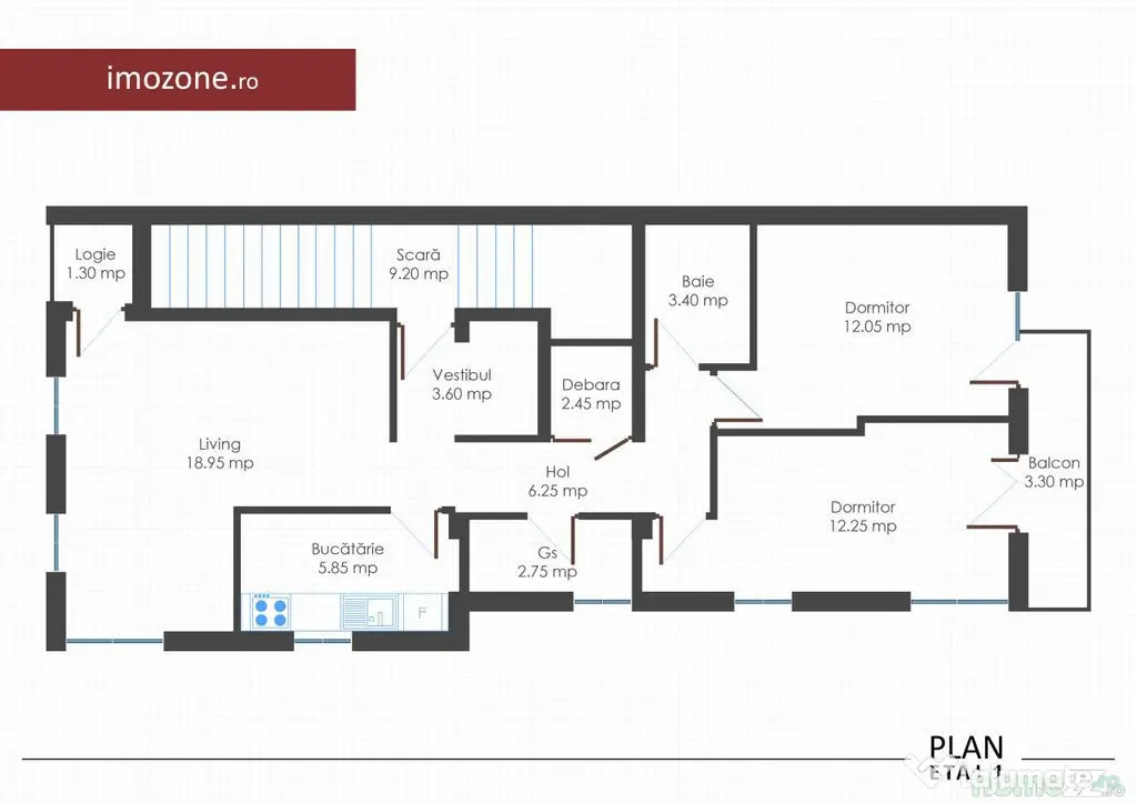 Apartament 3 cam., 2 bai, 2 balc., bloc nou, finisat la c...