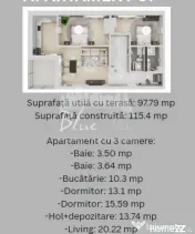 Madrid Park Residence- Apartament 3 camere cu terasa 17.7 mp 