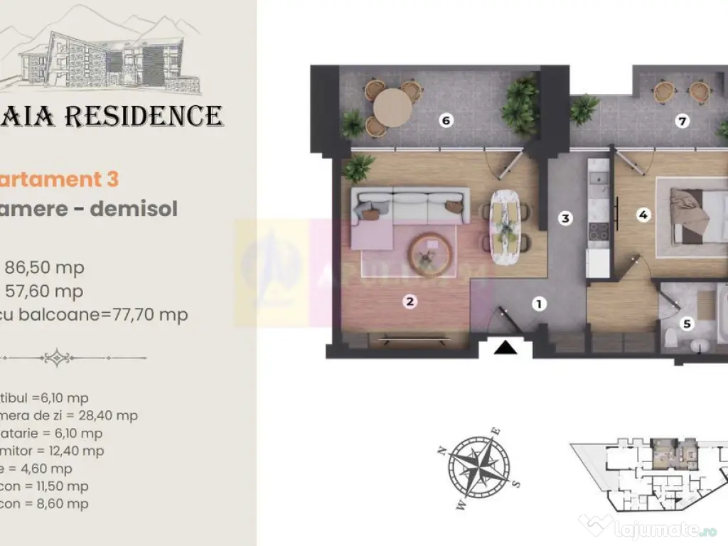 Apartament de Lux cu 2 camere de vanzare in Sinaia, Ap 3