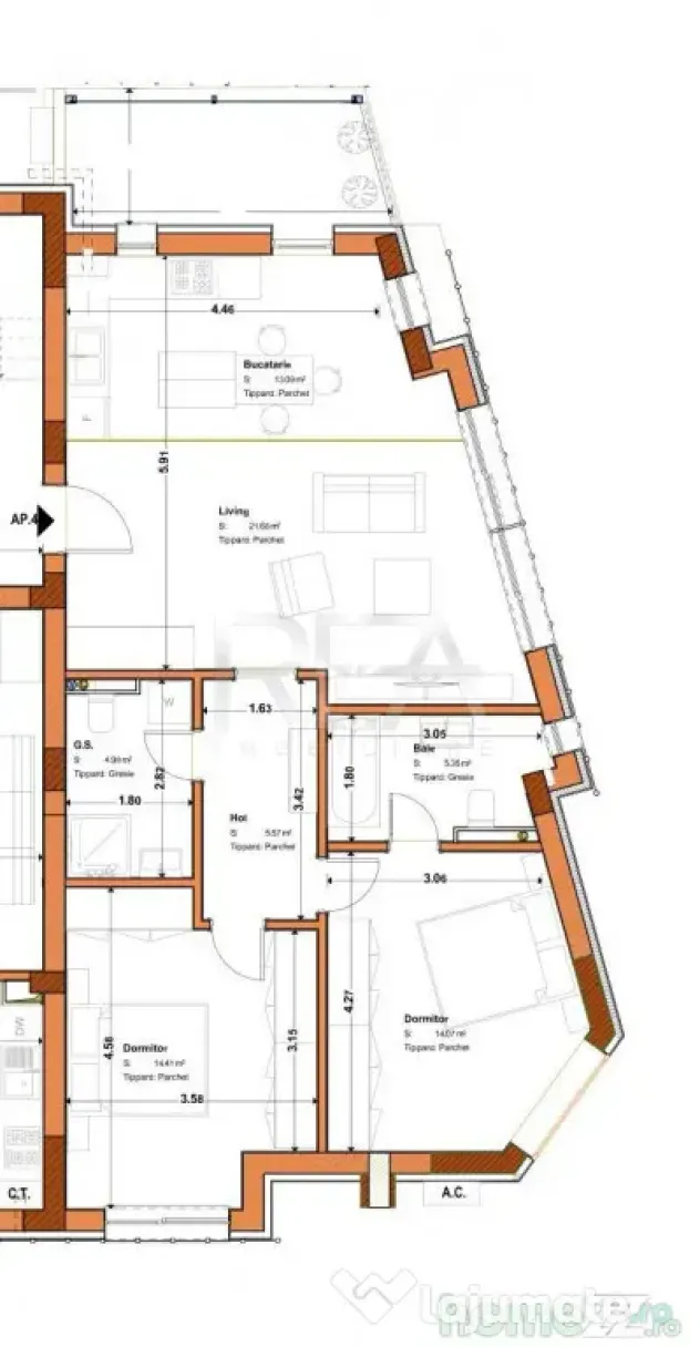 Apartament 3 camere bloc tip Boutique Tineretului