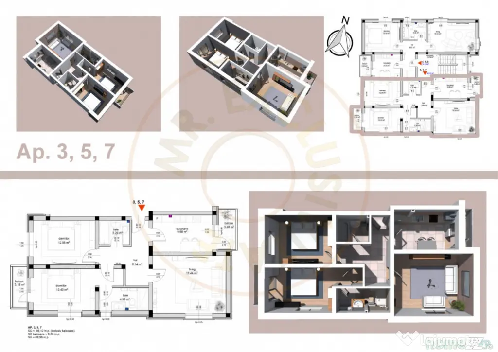 Apartament 3 camere, str Primăverii!