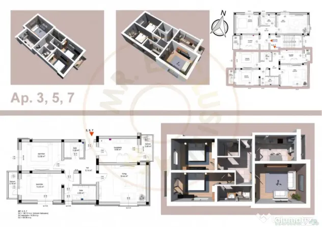 Apartament 3 camere, str Primăverii!