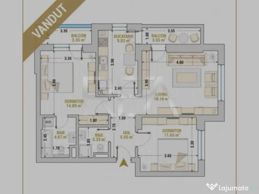 3 Camere + Loc de Parcare, Valea Larga