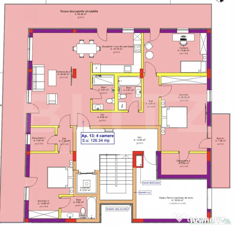 Apartament 4 camere, 126 mp, Terasa 63 mp, View Unic in spre - Cluj-Napoca (Cluj)