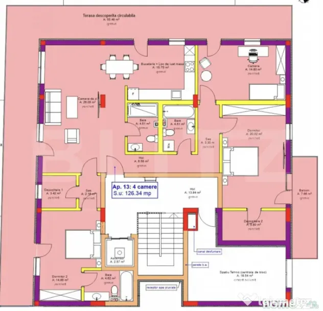 Apartament 4 camere, 126 mp, Terasa 63 mp, View Unic in spre - Cluj-Napoca (Cluj)