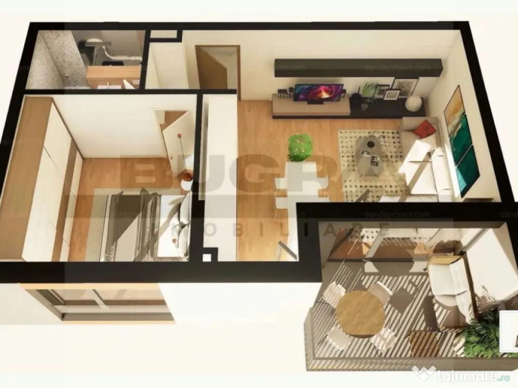 Apartament 2 camere, 48 mp, semifinisat, garaj, zona Lero...