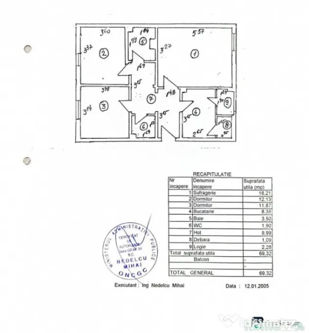Apartament de Vânzare – decomandat 3 cam 70 mp