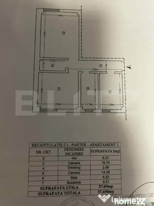 Apartament 2 camere, 57.69 mp, zona Bucium - Iasi (Iasi)