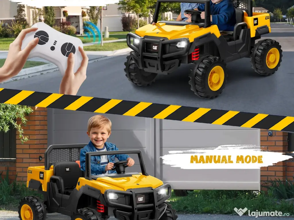 UTV electric pentru 2 copii, Caterpilar CAT 2x45W 12V 10Ah Yellow