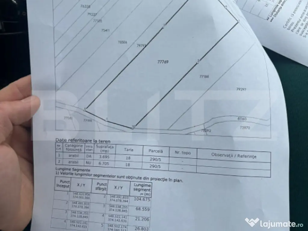 Teren mixt intravilan + extravilan, 10.400 mp, deschidere 50