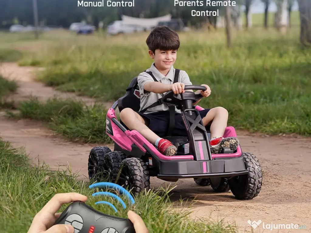 UTV electric pentru 2 copii Kinderauto BJSX2319 6x6 300W 24V Pink