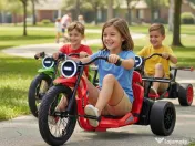 Tricicleta electrica cu functie Drift, Kinderauto BJSX2338, 2x 250W pink