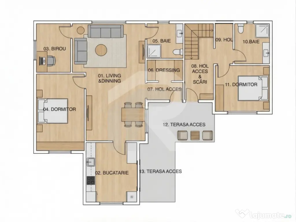 Casă spațioasă cu curte proprie 3 camere + birou Dobroe