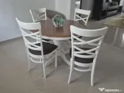 Masa rotunda cu 4 scaune Evelin pt. Living/Bucatarie lemn 