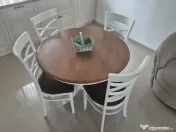 Masa rotunda cu 4 scaune Evelin pt. Living/Bucatarie lemn 