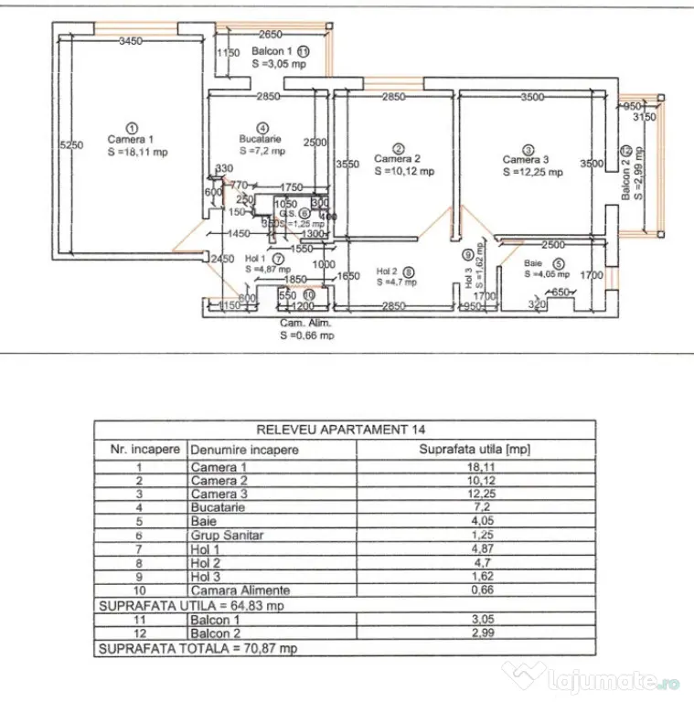 Apartament 3 camere, Decomandat, zona Soarelui