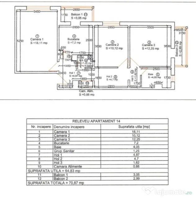 Apartament 3 camere, Decomandat, zona Soarelui