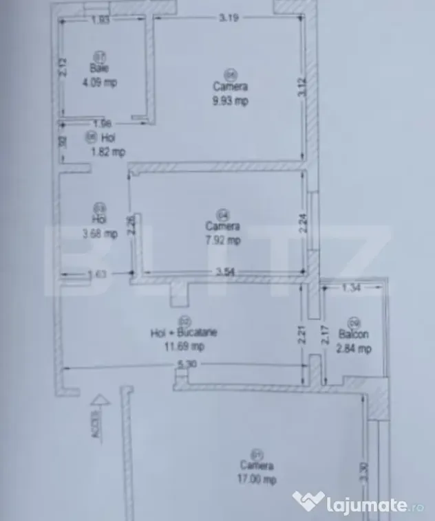 Apartament 3 camere, 62 mp, Calea Lipovei