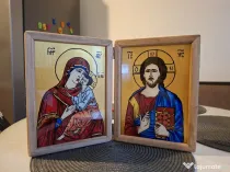 Icoana pictata manual, pe sticla