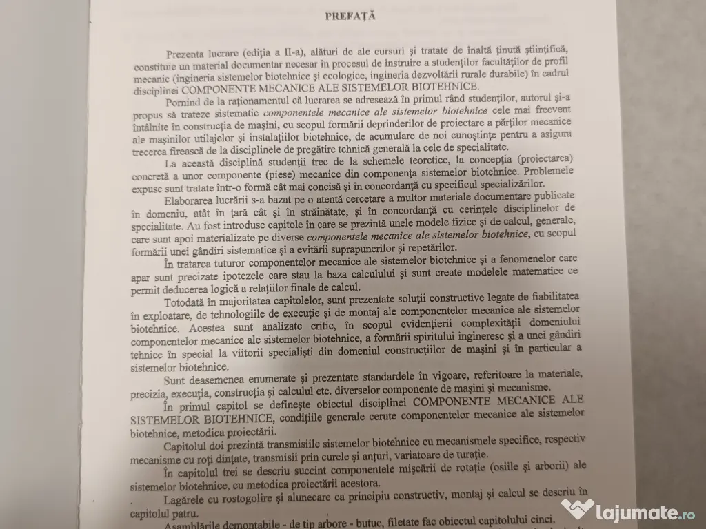 Componente mecanice ale sistemelor biotehnice