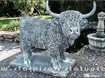 Statuetă văcuță Highland, gri patinat, model S106.