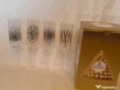 4 Pahare cu picior ideale pentru nunta gravate cu aur 