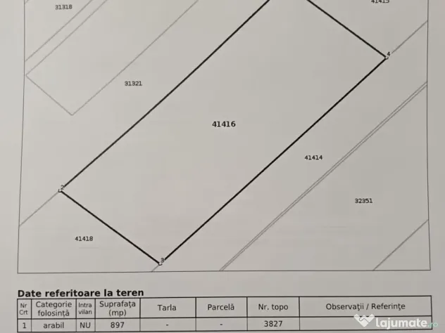 Parcele de teren extravilan in frumoasa com moara 897mp