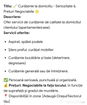 Oferim servicii de curățenie la domiciliu clientului preturile sunt negociabile 