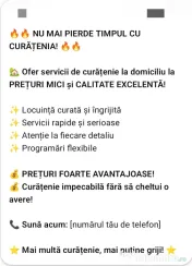 Servicii de curățenie la domiciliu clientului 