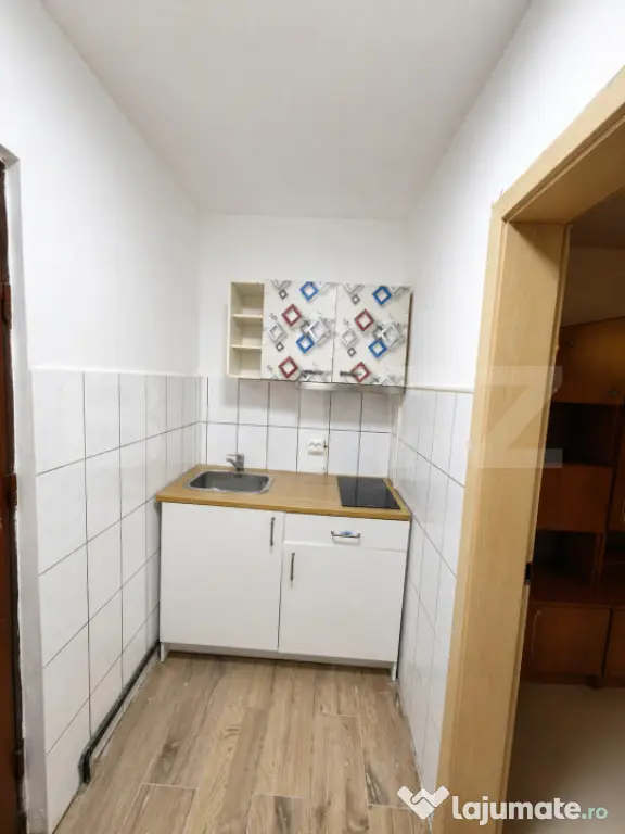 Garsonieră eficientă, mobilată, 22 mp, etaj 4/4 – zona