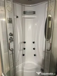 Cabină de duș cu hidromasaj, radio FM, ventilație și iluminare, cădiță inaltă 