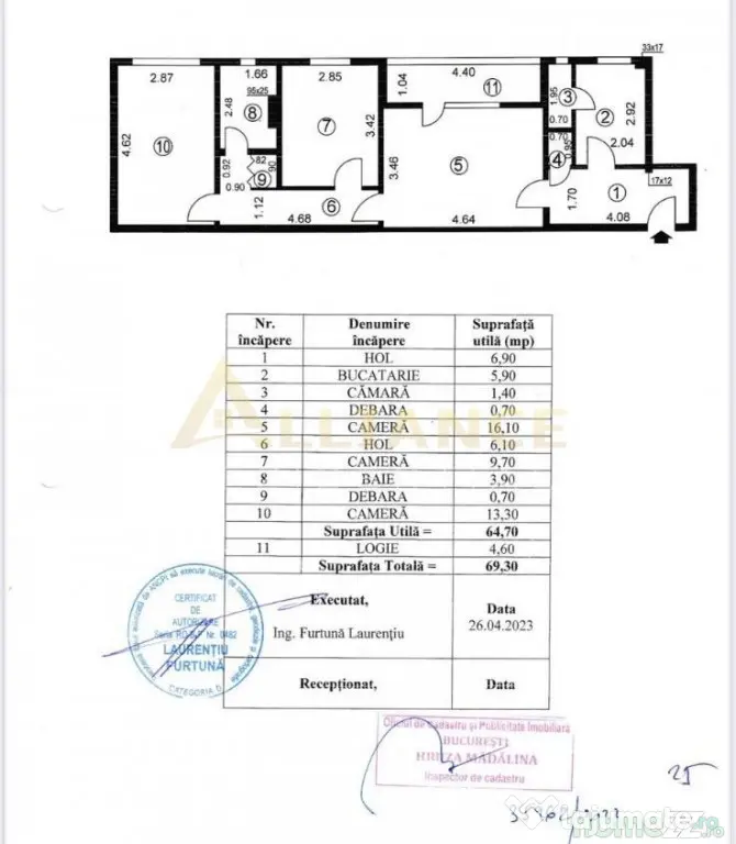 Apartament 3 camere mobilat si utilat, la doar 12 minute de