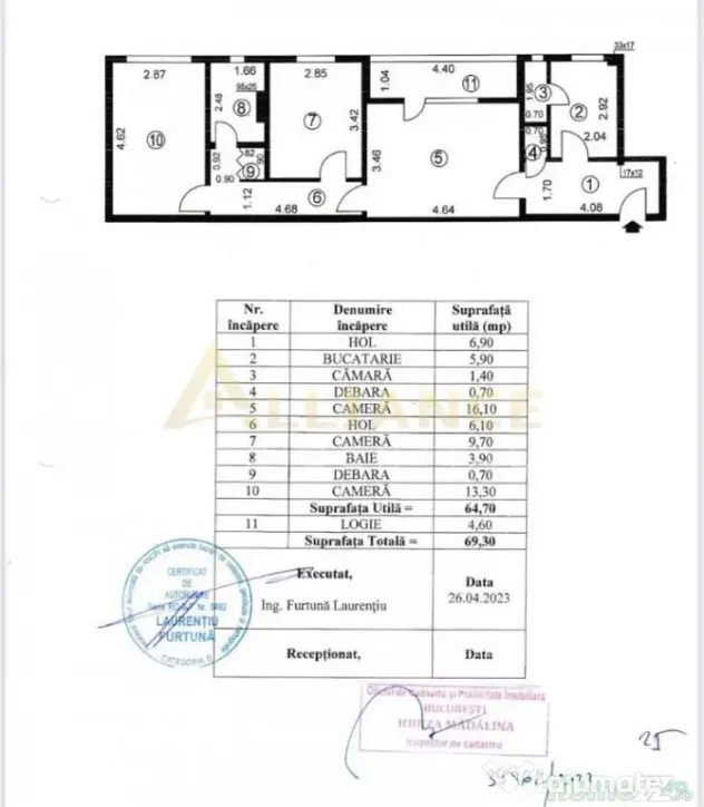 Apartament 3 camere mobilat si utilat, la doar 12 minute de