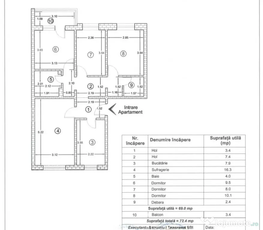 Apartament cu 4 Camere Decomandate in Burdujeni