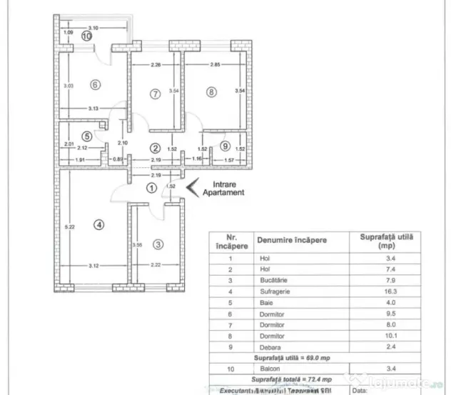 Apartament cu 4 Camere Decomandate in Burdujeni