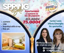 FILMTUR 3D!! Apartament cu 3 camere luminos, loc parcare, zo